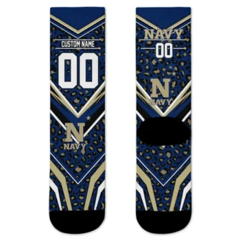 Navy Midshipmen Socks Personalized Leopard Print Blue Black Best Selling