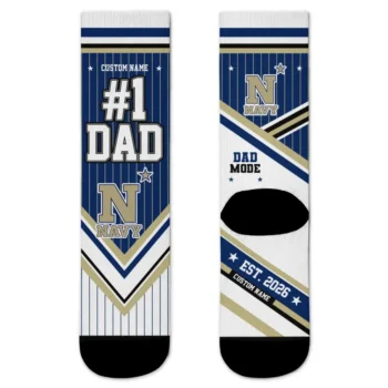 Navy Midshipmen Socks Personalized Pinstripe Chevron Blue White Best Selling