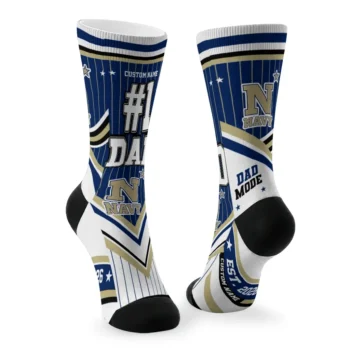 Navy Midshipmen Socks Personalized Pinstripe Chevron Blue White Fashion Forward