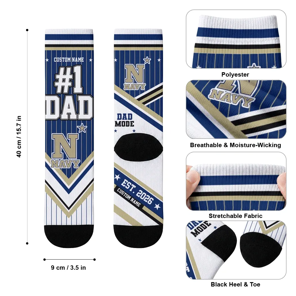 Navy Midshipmen Socks Personalized Pinstripe Chevron Blue White High Quality Navy Midshipmen Socks Personalized Pinstripe Chevron Blue White High Quality