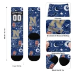 Navy Midshipmen Socks Personalized Scattered Icons Blue Best Selling