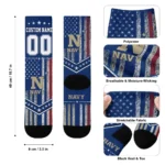 Navy Midshipmen Socks Personalized Star Stripes Blue White Best Selling