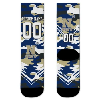 Navy Midshipmen Socks Personalized Woodland Camo Blue Best Selling