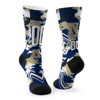 Navy Midshipmen Socks Personalized Woodland Camo Blue Fashion Forward
