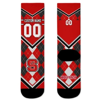 Nc State Wolfpack Socks Custom Argyle Pattern Red Best Selling
