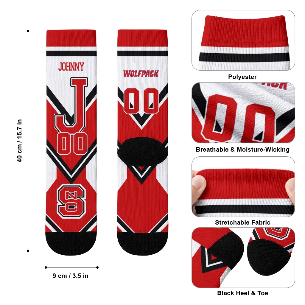 Nc State Wolfpack Socks Custom Arrow Blocks Red High Quality Nc State Wolfpack Socks Custom Arrow Blocks Red High Quality
