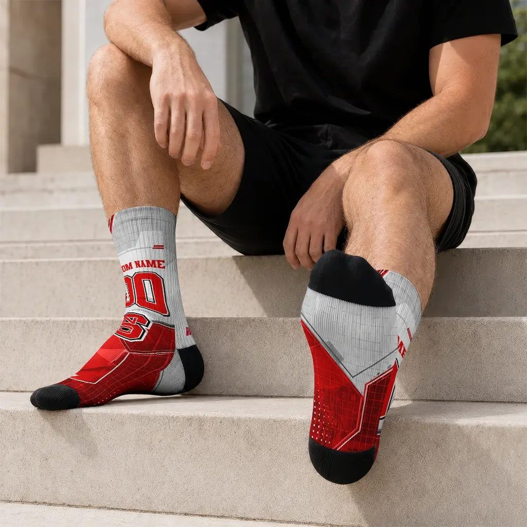 Nc State Wolfpack Socks Custom Geometric Tech Red Latest Model Nc State Wolfpack Socks Custom Geometric Tech Red Latest Model