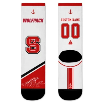 Nc State Wolfpack Socks Custom Nautical Icons Red White Best Selling