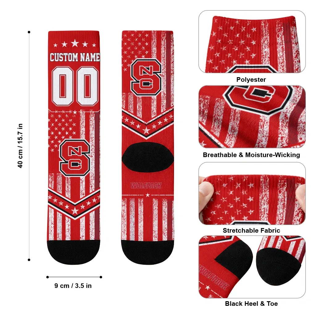 Nc State Wolfpack Socks Custom Star Stripes Red White High Quality Nc State Wolfpack Socks Custom Star Stripes Red White High Quality
