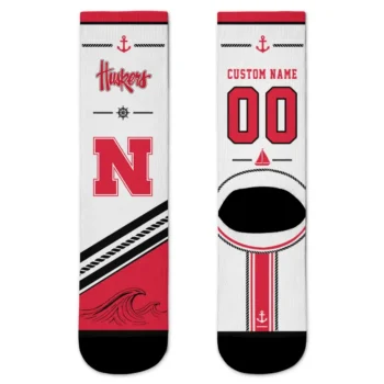 Nebraska Cornhuskers Socks Customized Nautical Icons Red White Best Selling