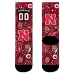 Nebraska Cornhuskers Socks Customized Scattered Icons Red Best Selling
