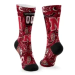 Nebraska Cornhuskers Socks Customized Scattered Icons Red Best Selling