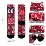 Nebraska Cornhuskers Socks Customized Scattered Icons Red Best Selling