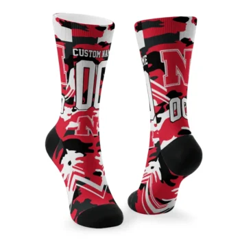 Nebraska Cornhuskers Socks Customized Woodland Camo Red Fashion Forward