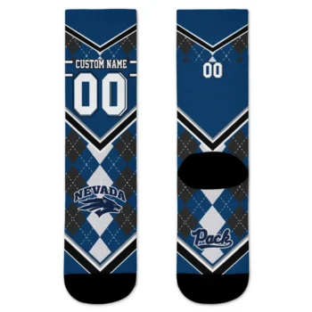Nevada Wolf Pack Socks Customized Argyle Pattern Blue Best Selling
