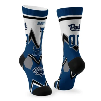 Nevada Wolf Pack Socks Customized Arrow Blocks Blue Fashion Forward