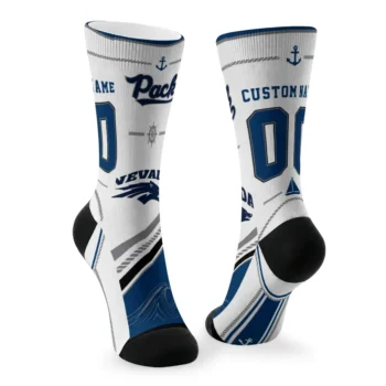 Nevada Wolf Pack Socks Customized Nautical Icons Blue White Fashion Forward