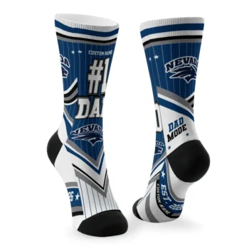Nevada Wolf Pack Socks Customized Pinstripe Chevron Blue White Fashion Forward