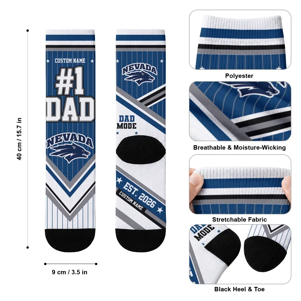 Nevada Wolf Pack Socks Customized Pinstripe Chevron Blue White High Quality Nevada Wolf Pack Socks Customized Pinstripe Chevron Blue White High Quality