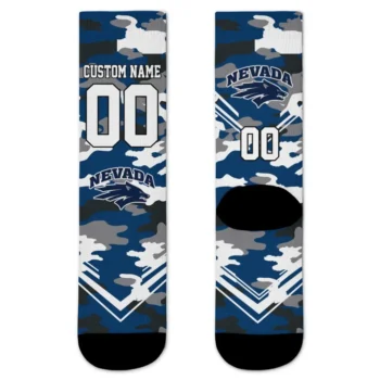 Nevada Wolf Pack Socks Customized Woodland Camo Blue Best Selling