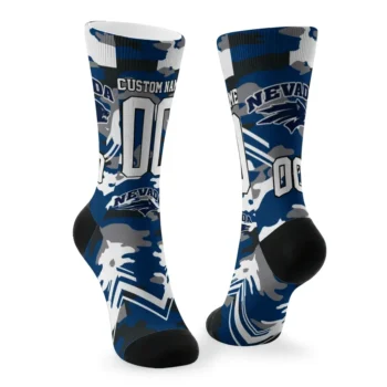 Nevada Wolf Pack Socks Customized Woodland Camo Blue Fashion Forward