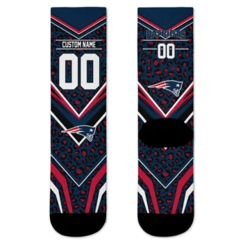 New England Patriots Socks Custom Leopard Print Blue Black Best Selling