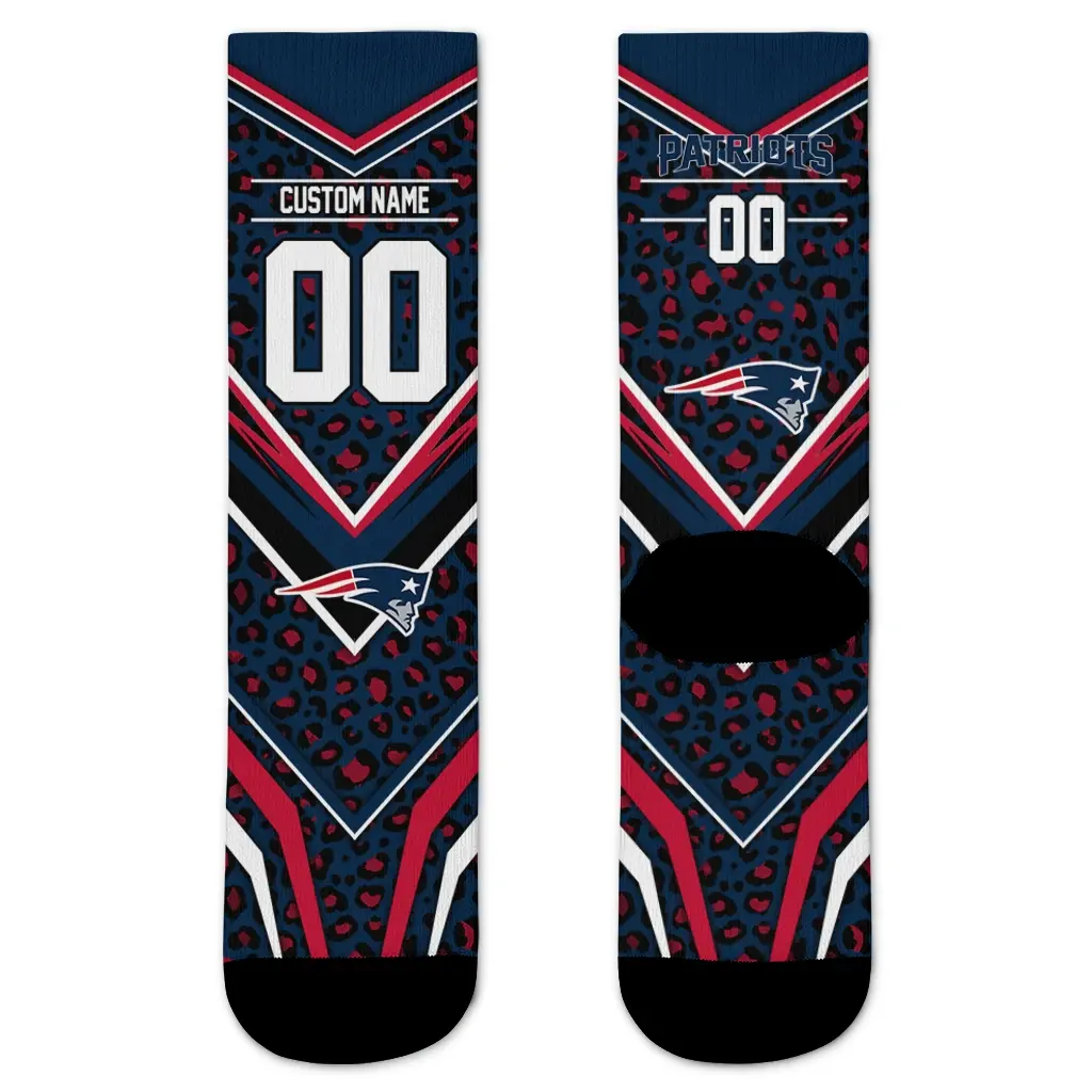 New England Patriots Socks Custom Leopard Print Blue Black Best Selling New England Patriots Socks Custom Leopard Print Blue Black Best Selling