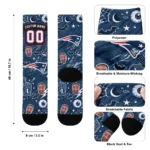 New England Patriots Socks Customized Scattered Icons Blue Best Selling