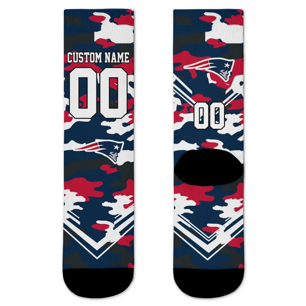 New England Patriots Socks Customized Woodland Camo Blue Best Selling New England Patriots Socks Customized Woodland Camo Blue Best Selling