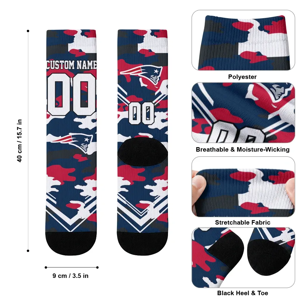 New England Patriots Socks Customized Woodland Camo Blue High Quality New England Patriots Socks Customized Woodland Camo Blue High Quality