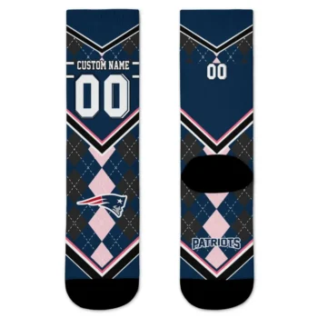 New England Patriots Socks Personalized Argyle Pattern Blue Best Selling