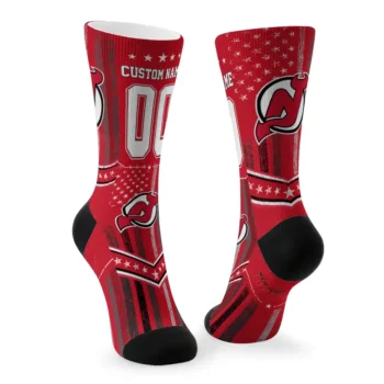 New Jersey Devils Socks Custom Star Stripes Red White Fashion Forward