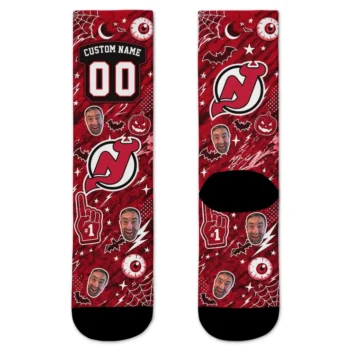 New Jersey Devils Socks Personalized Scattered Icons Red Best Selling