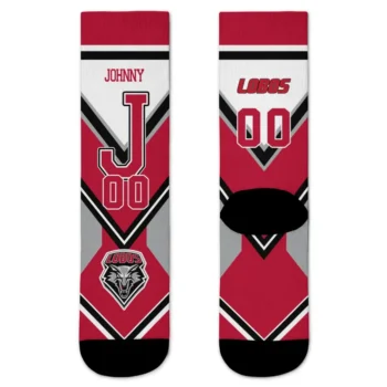 New Mexico Lobos Socks Custom Arrow Blocks Red Best Selling