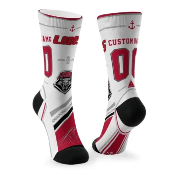 New Mexico Lobos Socks Custom Nautical Icons Red White Fashion Forward