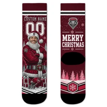New Mexico Lobos Socks Custom Snowy Scene Red White Best Selling