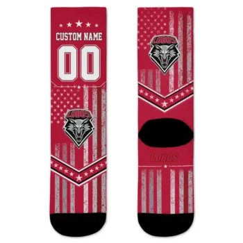 New Mexico Lobos Socks Custom Star Stripes Red White Best Selling
