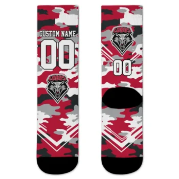 New Mexico Lobos Socks Custom Woodland Camo Red Best Selling