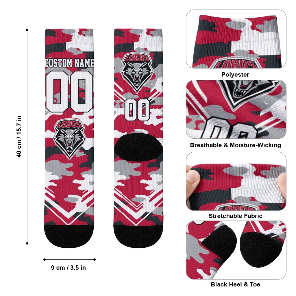 New Mexico Lobos Socks Custom Woodland Camo Red High Quality New Mexico Lobos Socks Custom Woodland Camo Red High Quality
