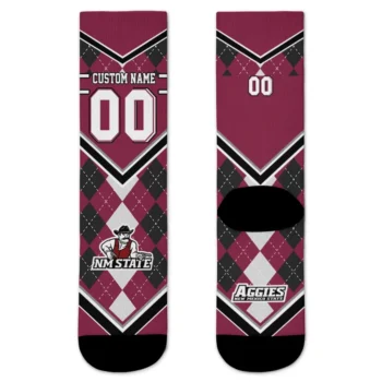 New Mexico State Aggies Socks Custom Argyle Pattern Crimson Best Selling
