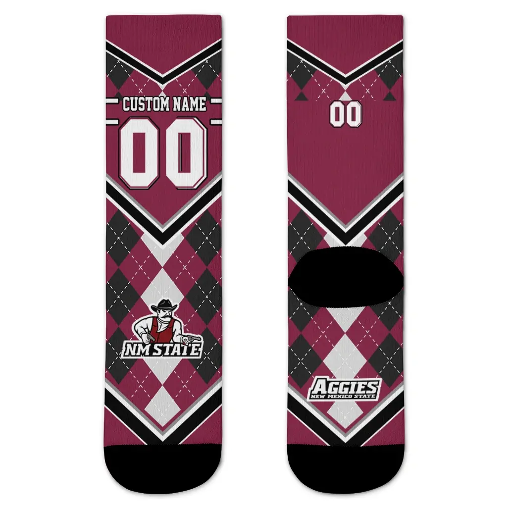 New Mexico State Aggies Socks Custom Argyle Pattern Crimson Best Selling New Mexico State Aggies Socks Custom Argyle Pattern Crimson Best Selling