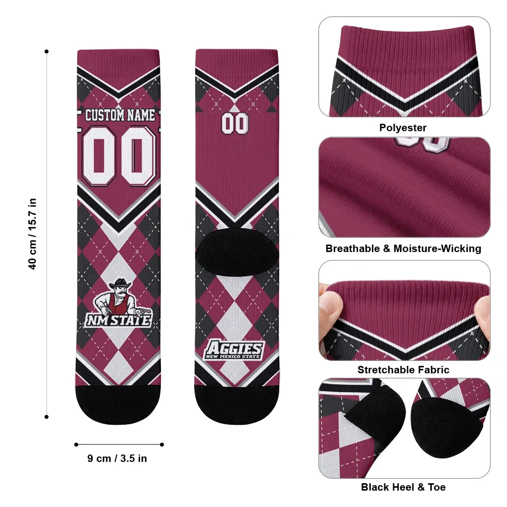 New Mexico State Aggies Socks Custom Argyle Pattern Crimson High Quality New Mexico State Aggies Socks Custom Argyle Pattern Crimson High Quality