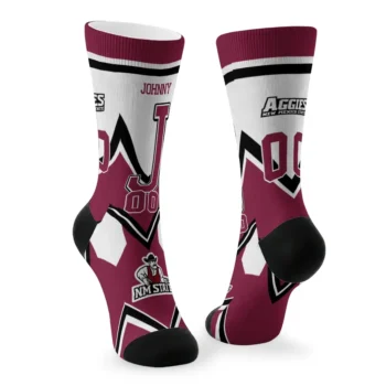 New Mexico State Aggies Socks Custom Arrow Blocks Crimson Fashion Forward