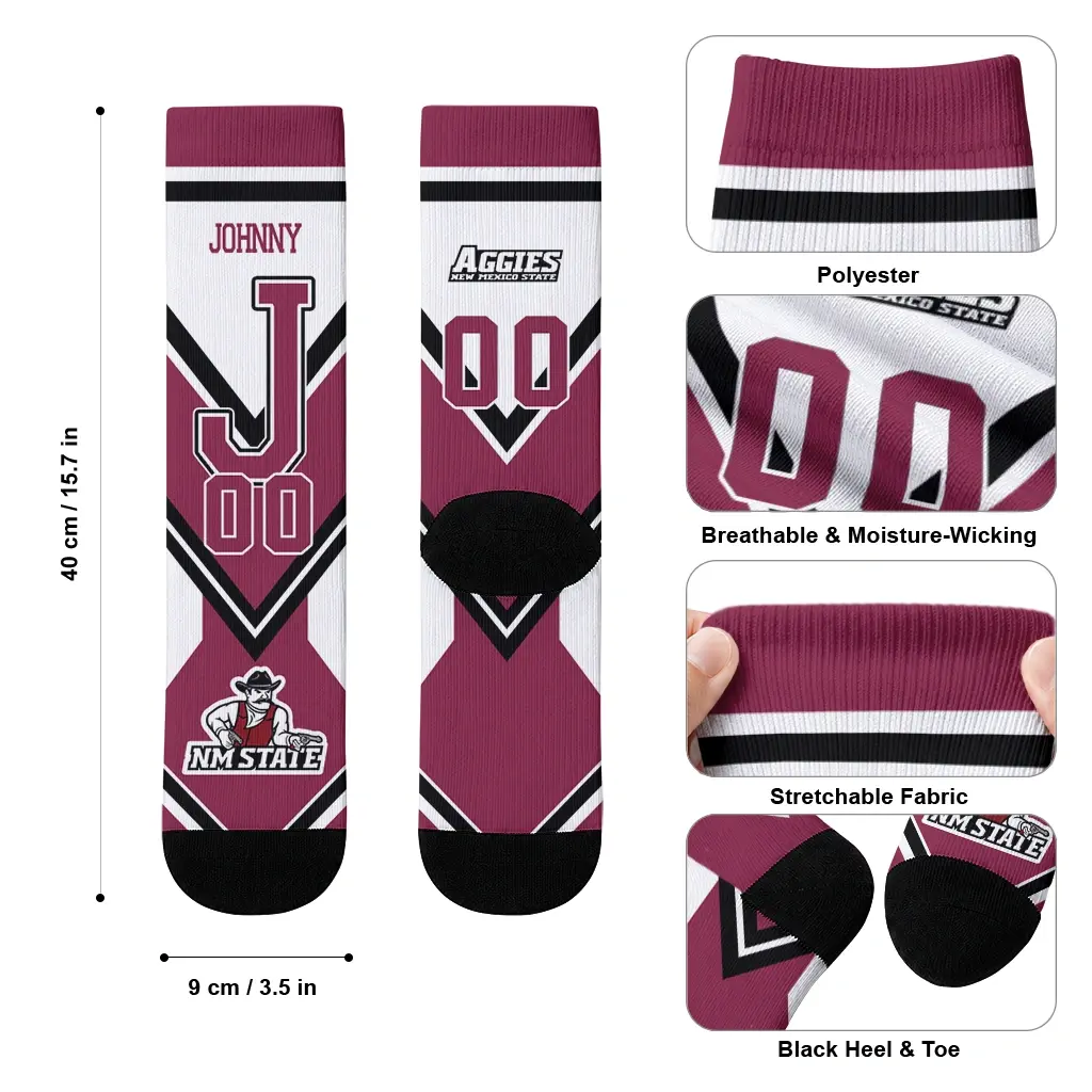 New Mexico State Aggies Socks Custom Arrow Blocks Crimson High Quality New Mexico State Aggies Socks Custom Arrow Blocks Crimson High Quality