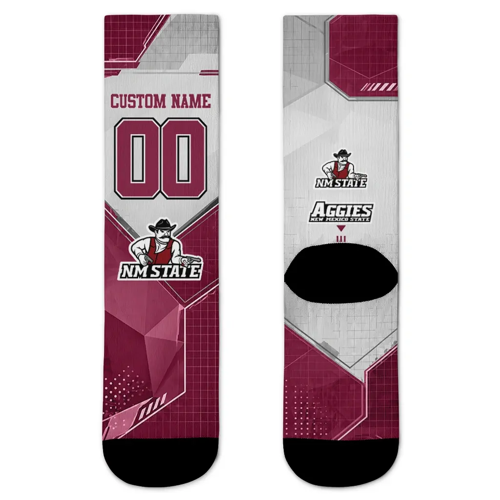New Mexico State Aggies Socks Custom Geometric Tech Crimson Best Selling New Mexico State Aggies Socks Custom Geometric Tech Crimson Best Selling