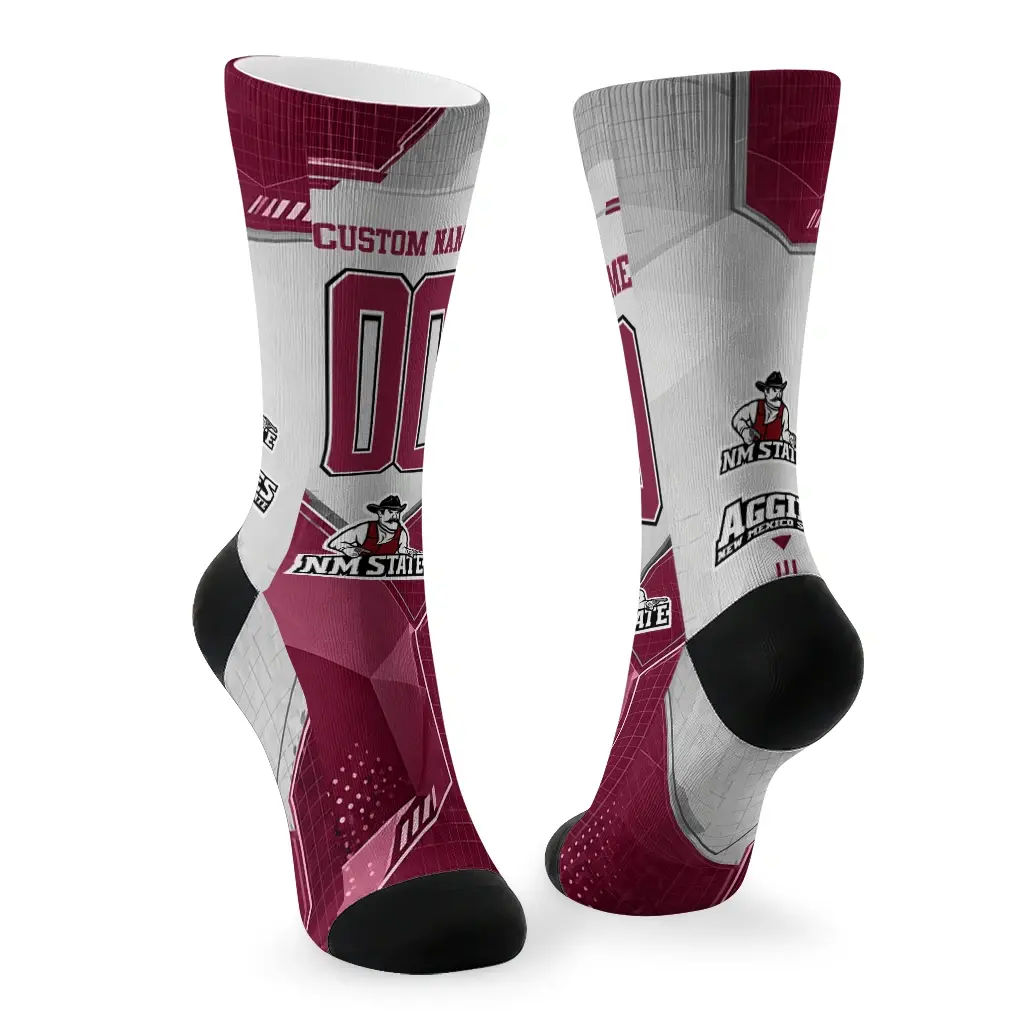 New Mexico State Aggies Socks Custom Geometric Tech Crimson Fashion Forward New Mexico State Aggies Socks Custom Geometric Tech Crimson Fashion Forward