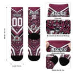 New Mexico State Aggies Socks Custom Leopard Print Crimson Black Best Selling