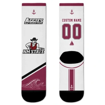 New Mexico State Aggies Socks Custom Nautical Icons Crimson White Best Selling