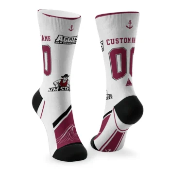 New Mexico State Aggies Socks Custom Nautical Icons Crimson White Fashion Forward