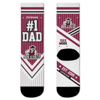New Mexico State Aggies Socks Custom Pinstripe Chevron Crimson White Best Selling